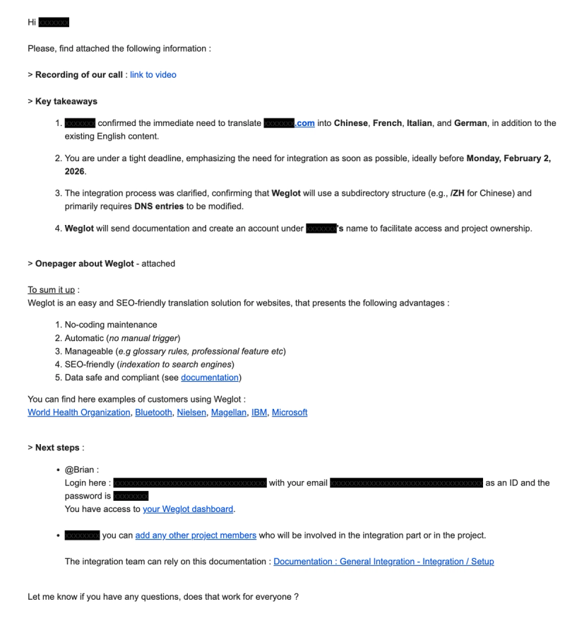 Email example