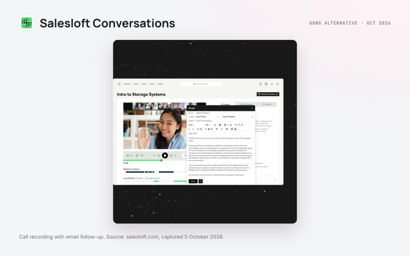 Salesloft conversation intelligence, where Clari Copilot now lives, from salesloft.com