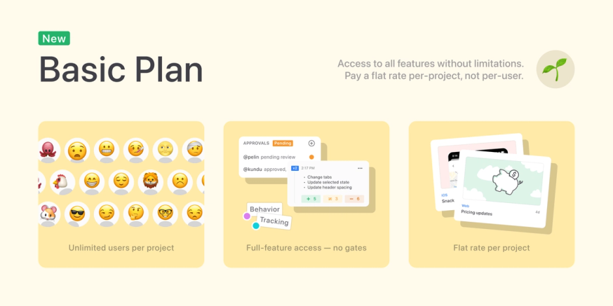Overview of Zeplin's new per-project basic plan