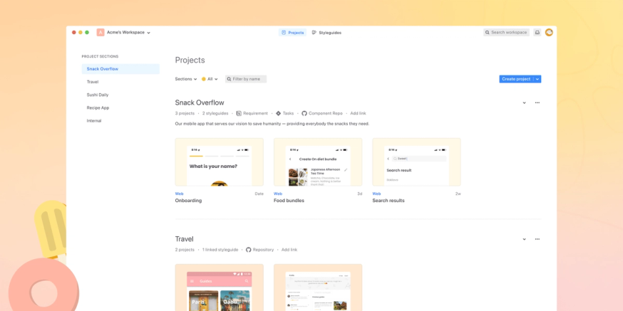 Screenshot of Zeplin's redesigned Workspace
