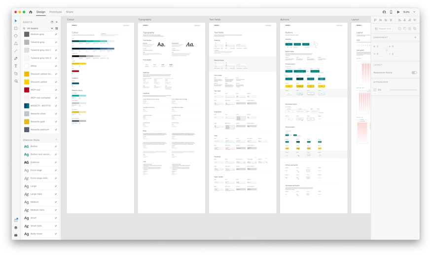 WestJet’s design system in Adobe XD