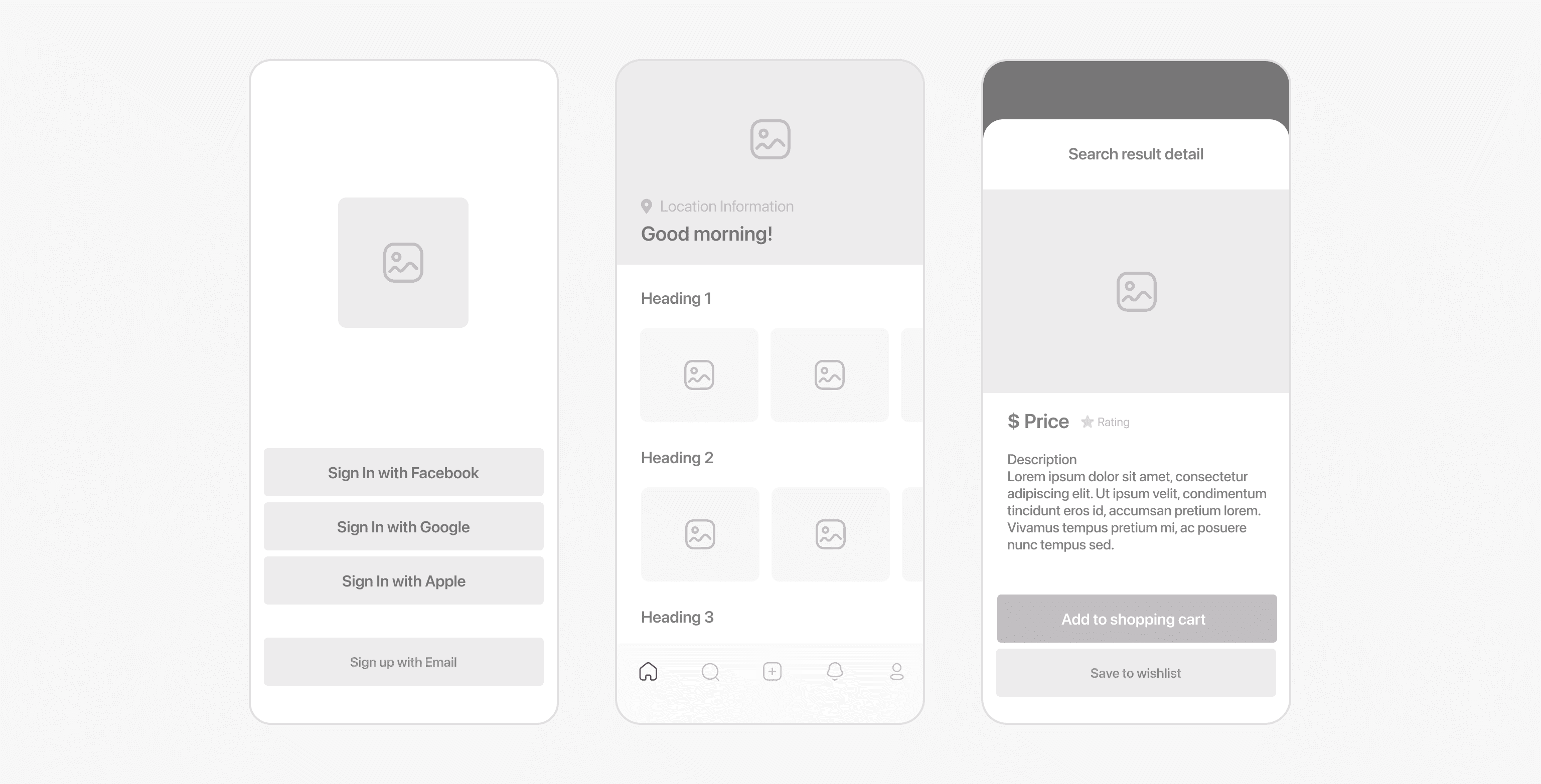 An example of a digital wireframe for an in-progress mobile app design