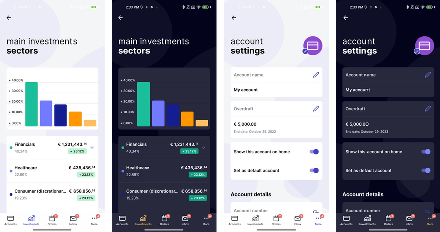 mobile banking app screens