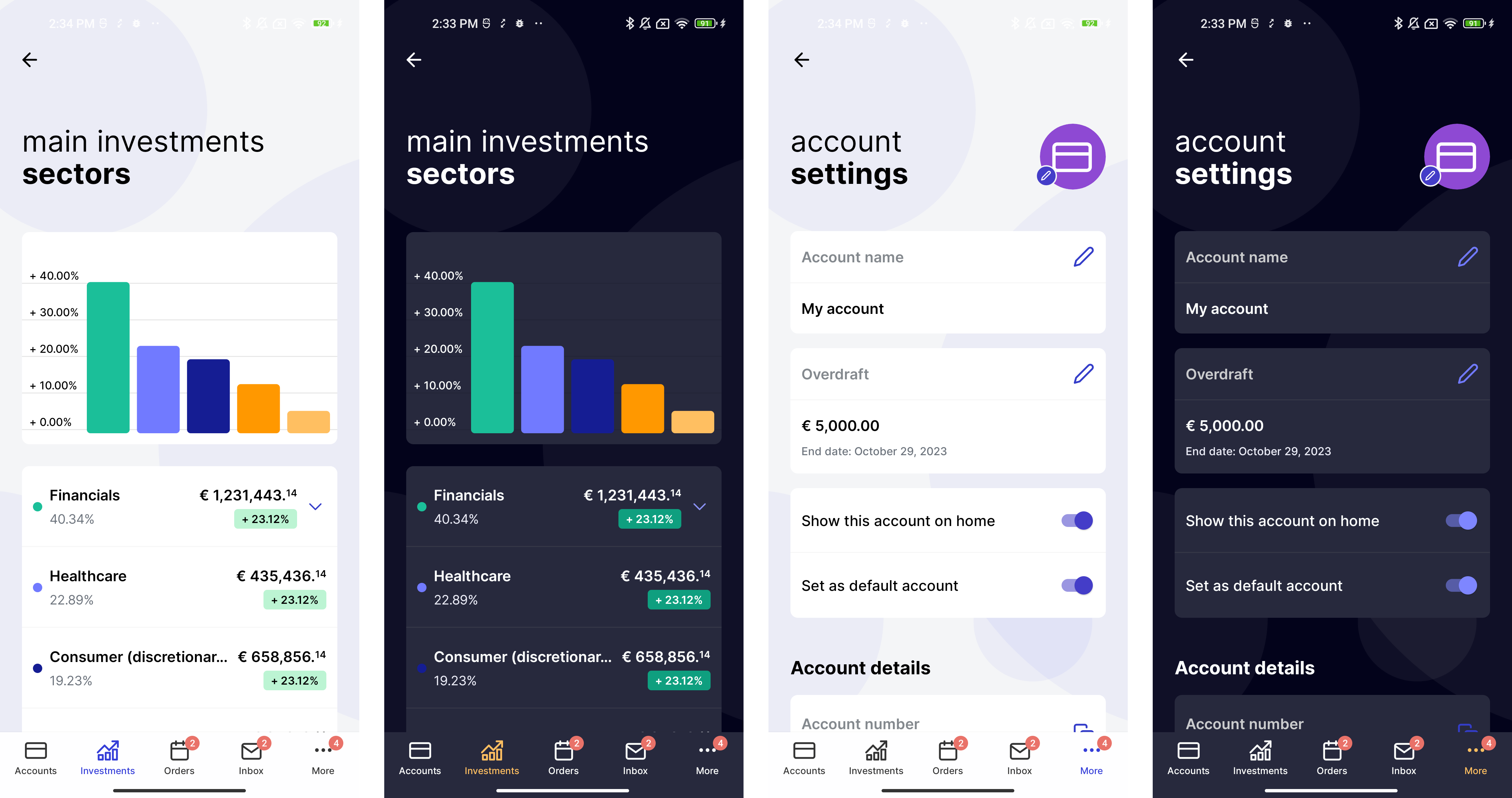 mobile banking app screens