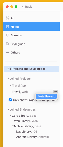 mute project in Zeplin