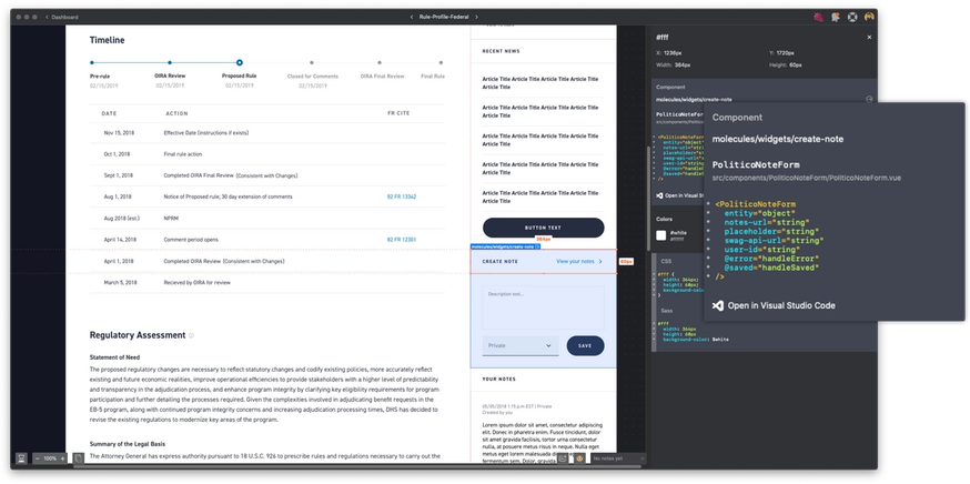 POLITICO component details in Zeplin