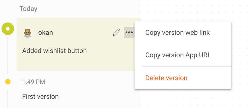 Versioned links in Zeplin for design collaboration