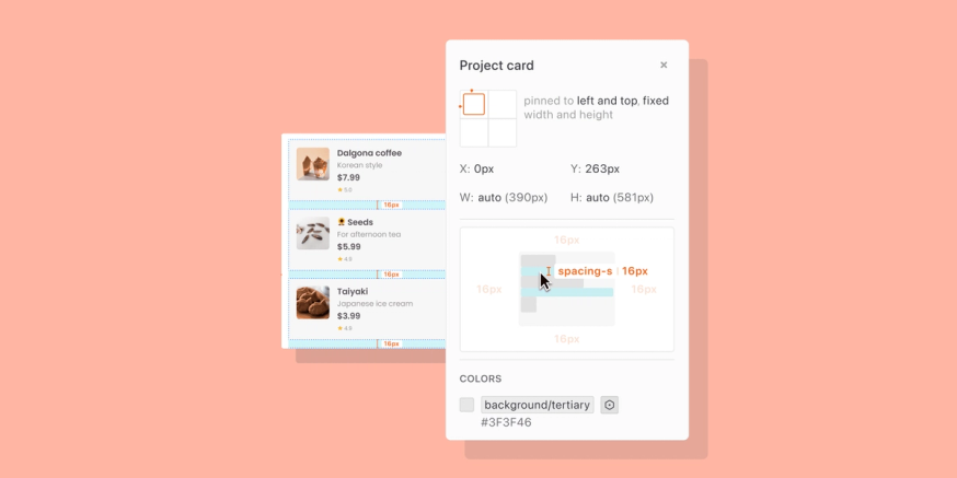 Screenshot of Inspecting Auto Layout values in Zeplin