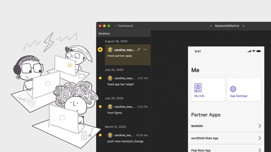 Figma, Zeplin, Superformula - change management and version history
