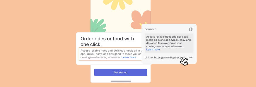 UI showing hyperlink content