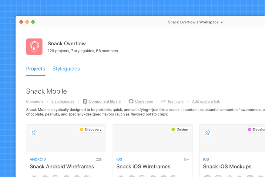 Grouping projects in Zeplin