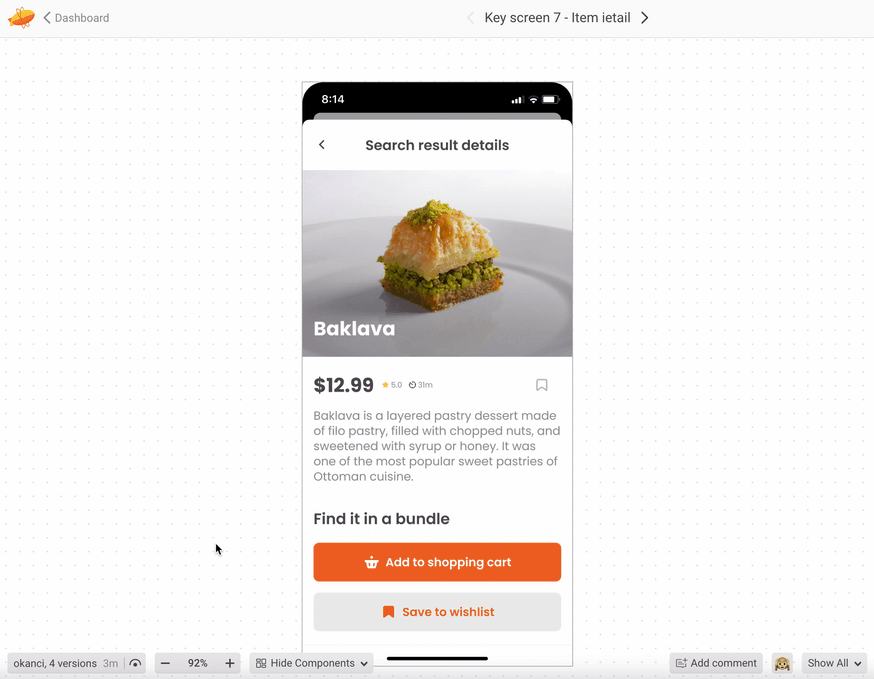 Zeplin Commit mesages with each design version
