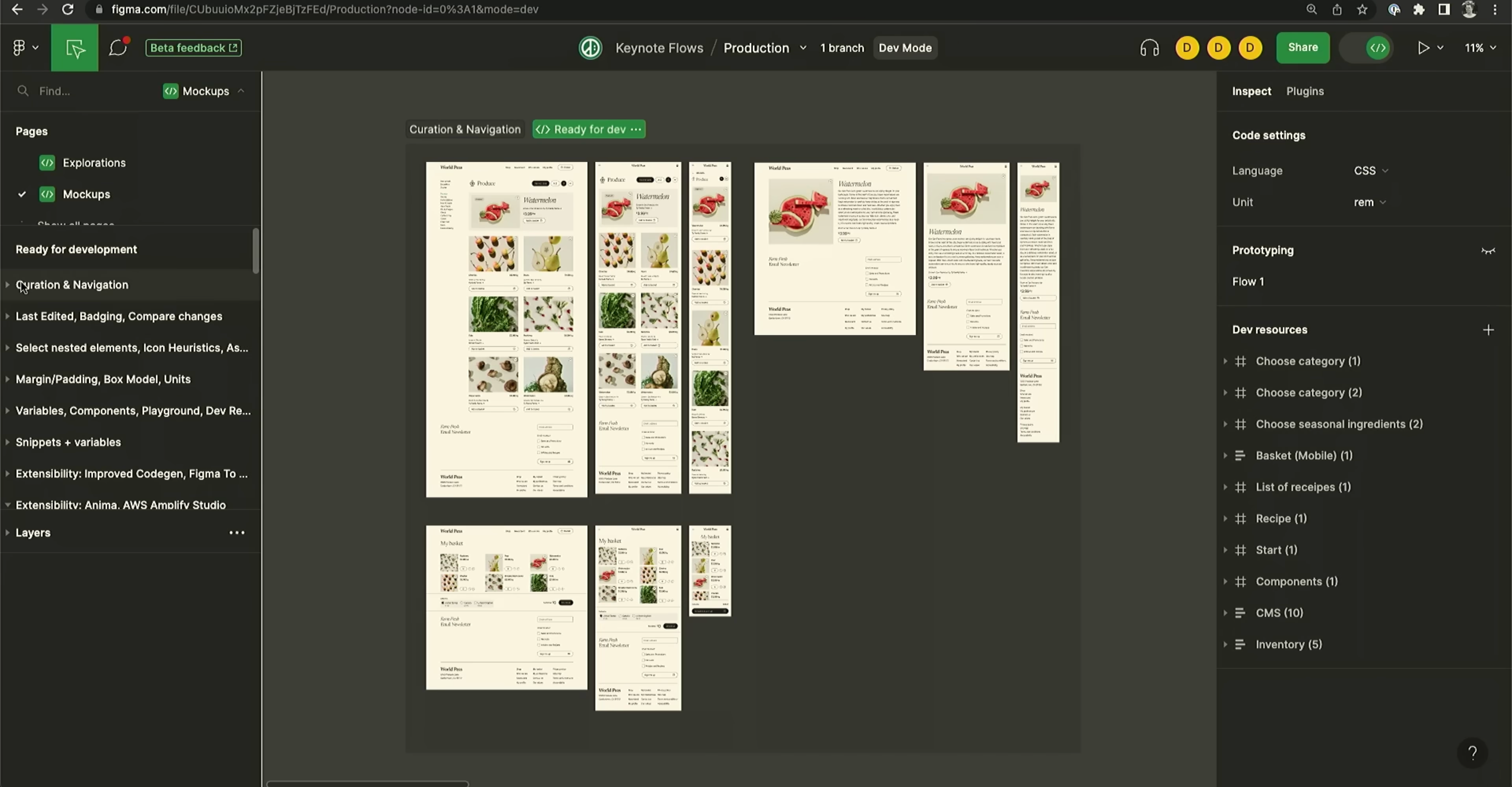 A screenshot from Figma's demo of the new "Ready for dev" feature.