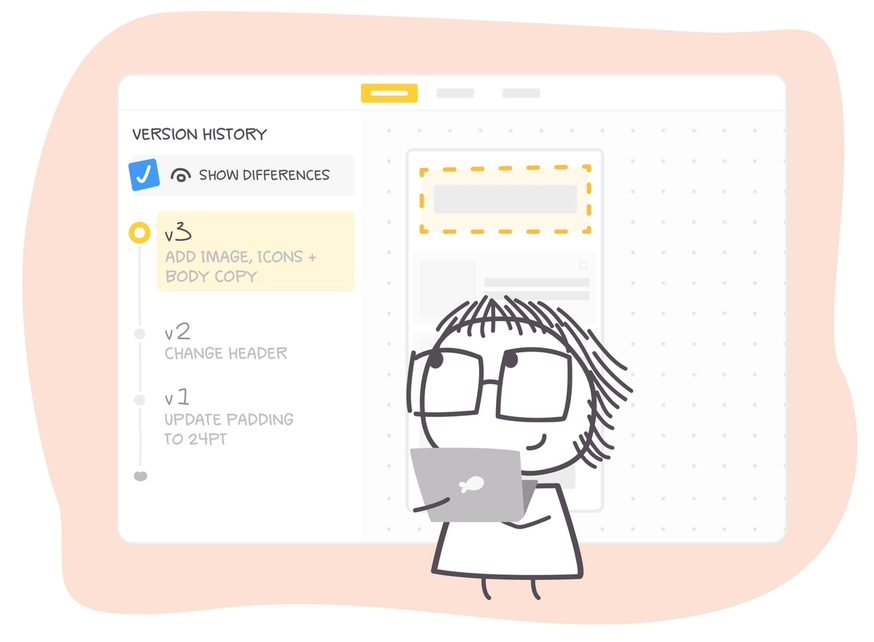illustrated concept of design version control with Zeplin