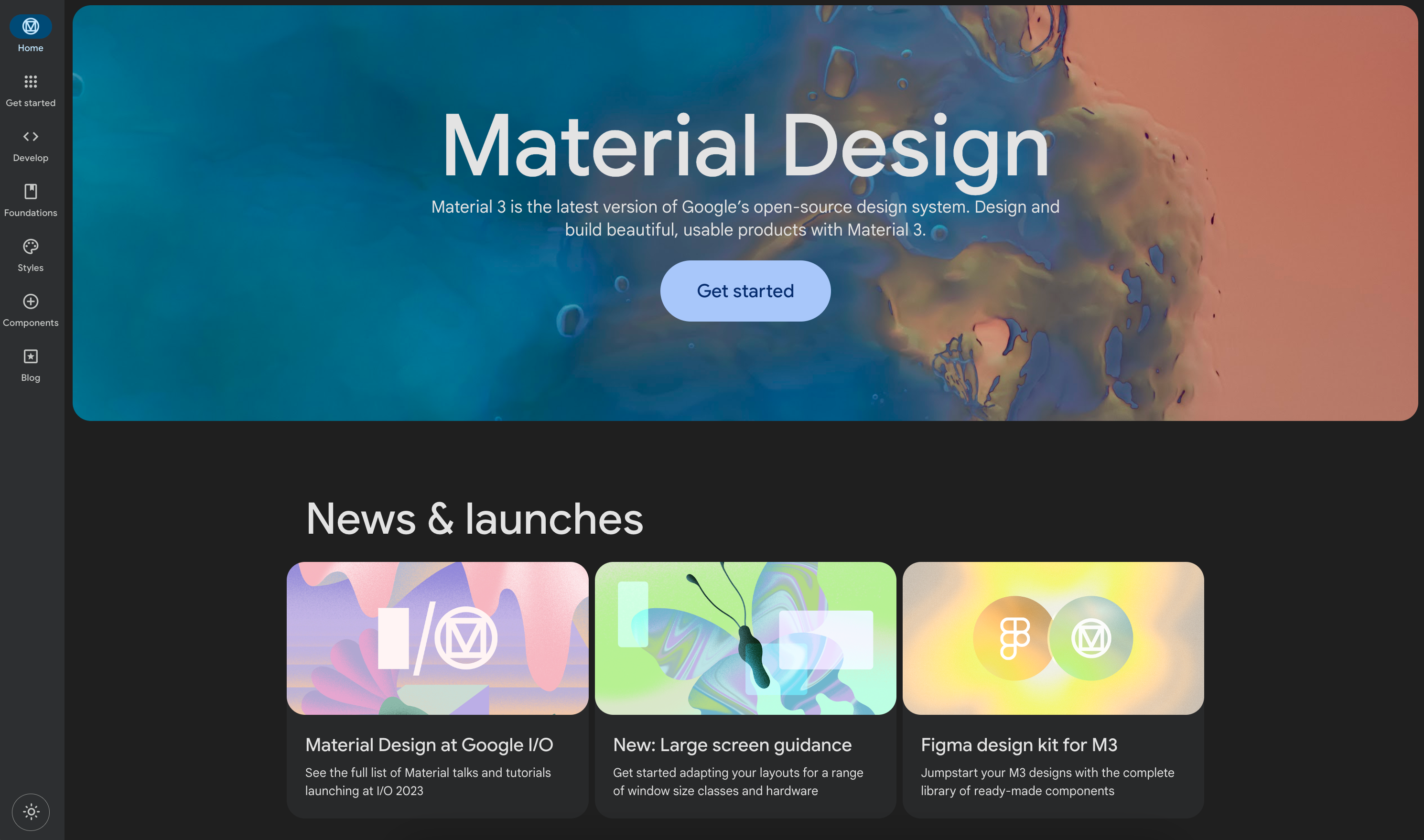 A screenshot of Google's design system, Material 3