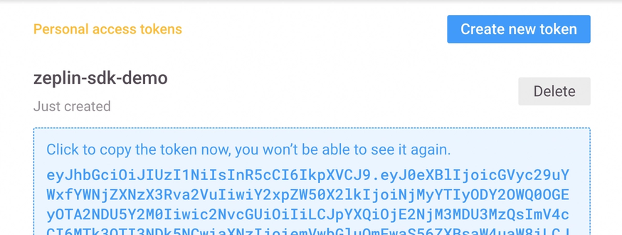 Copy personal access token to clipboard