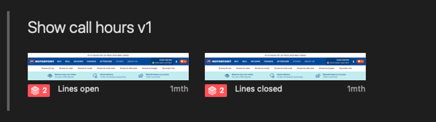 Example Zeplin section for organizing screens