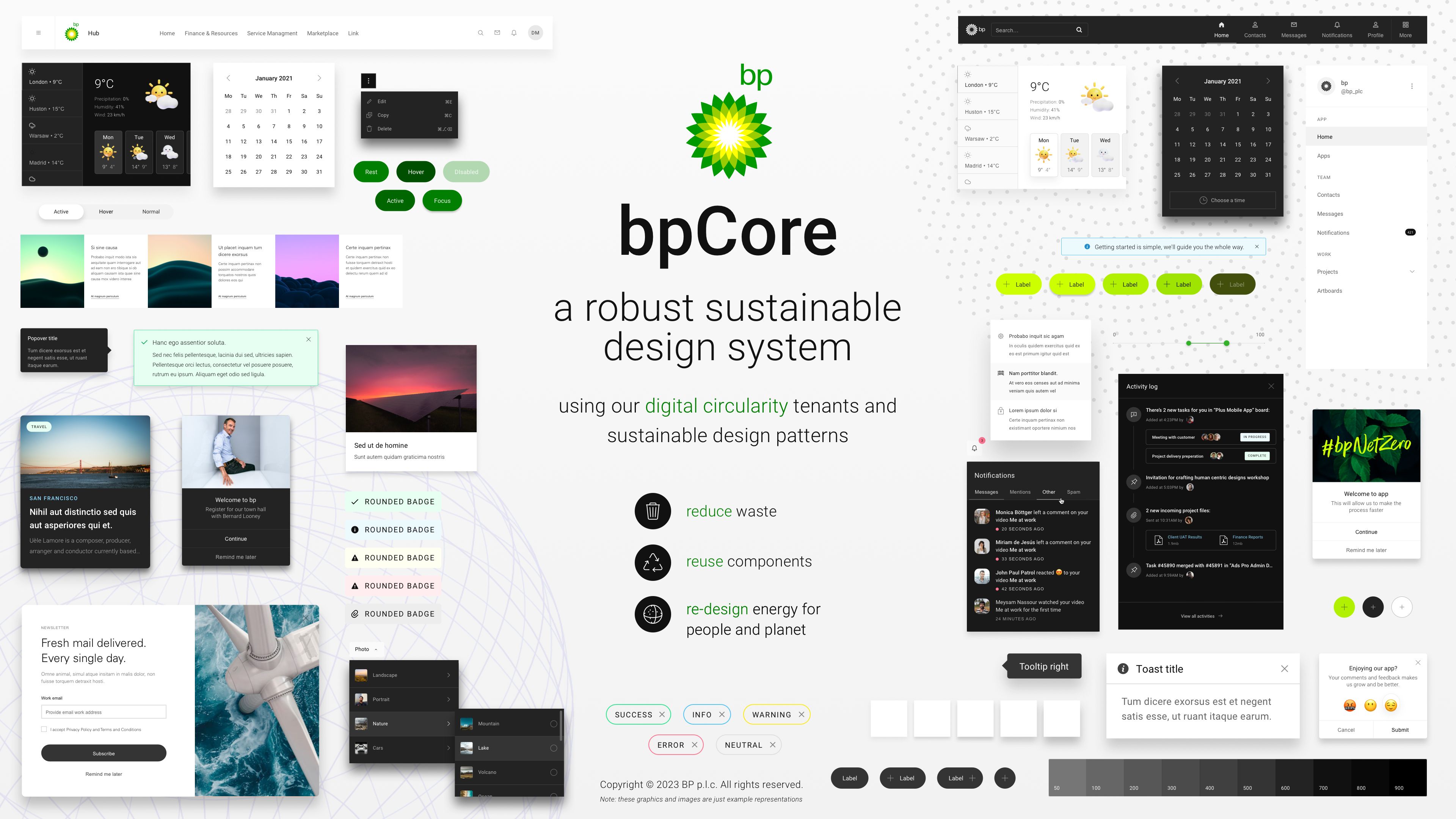 A screenshot of bpCore, bp's sustainable design system