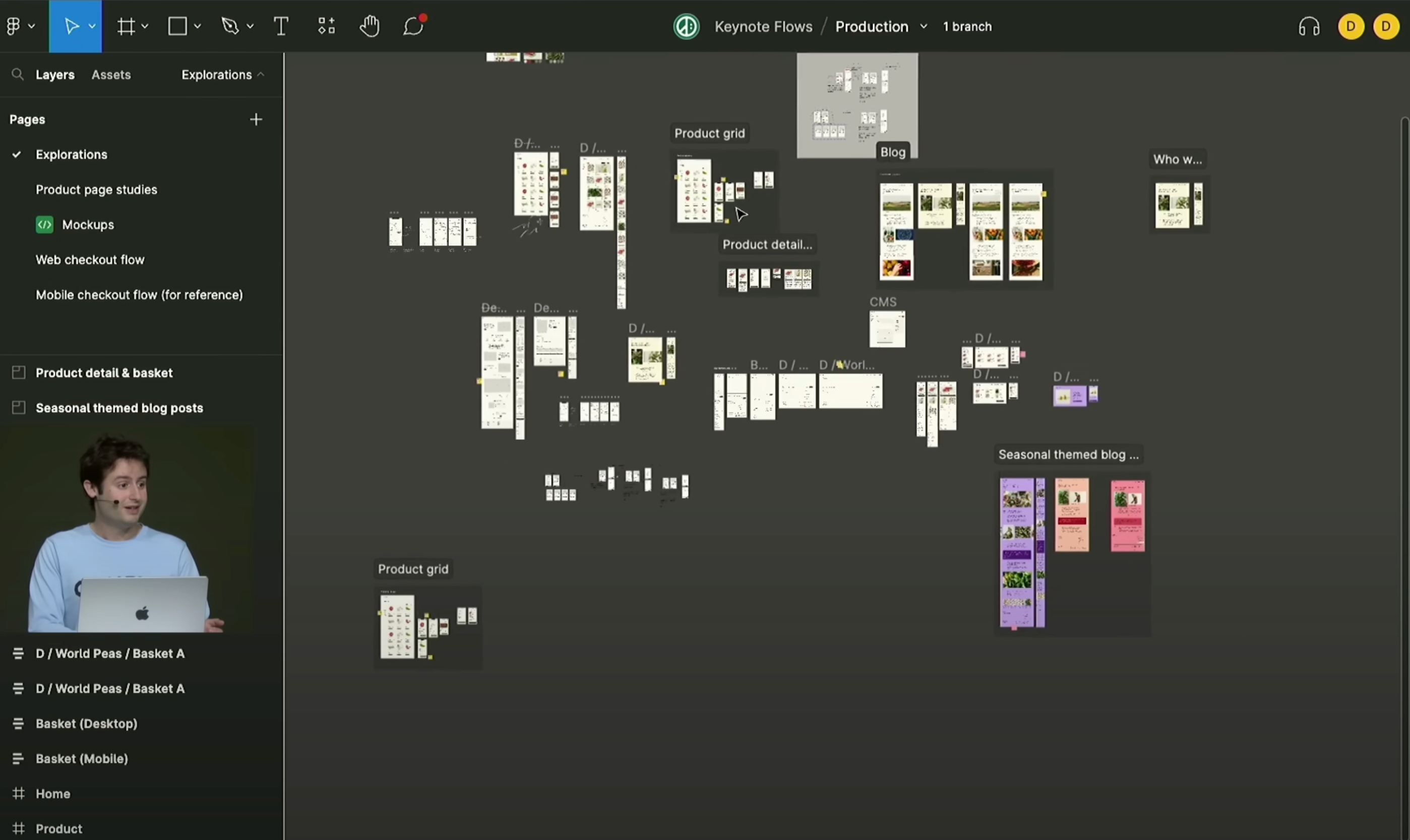 A screenshot from Figma's Config presentation that displays the infinite canvas containing multiple designs.