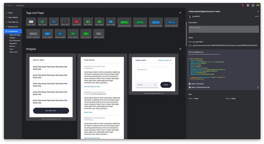 Politico and Zeplin - a library of Sketch symbols associated with a component library of Vue.js components.