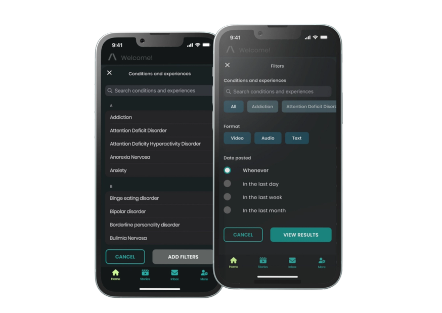 Screenshots of STIGMA's content filtering feature