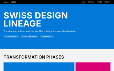 Swiss Metro design demonstration featuring clean typography and grid-based layout