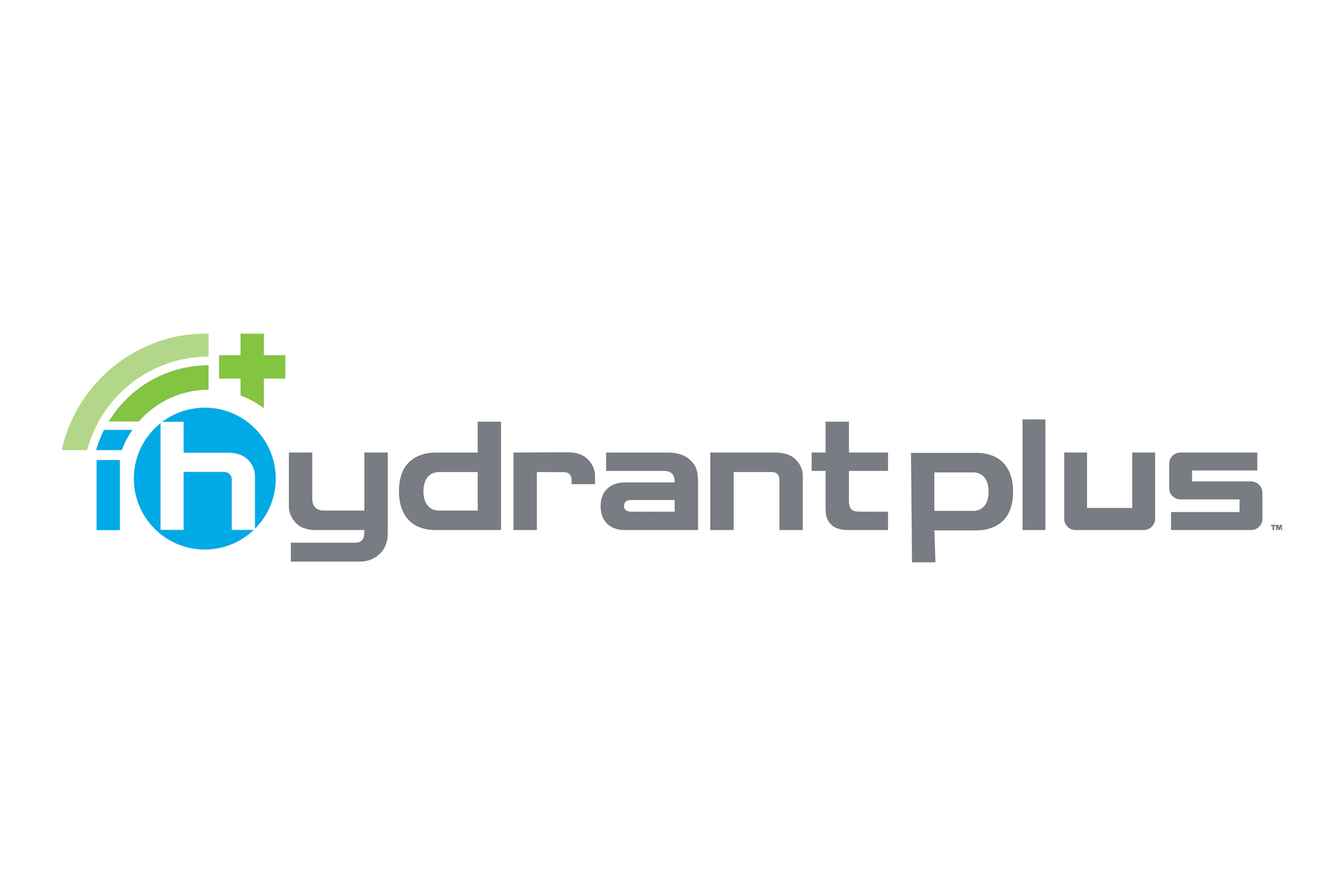 Hydrant Plus logo with a blue “h” in a circle, green arcs above, a green plus sign, and “hydrantplus” in gray lowercase letters to the right.
