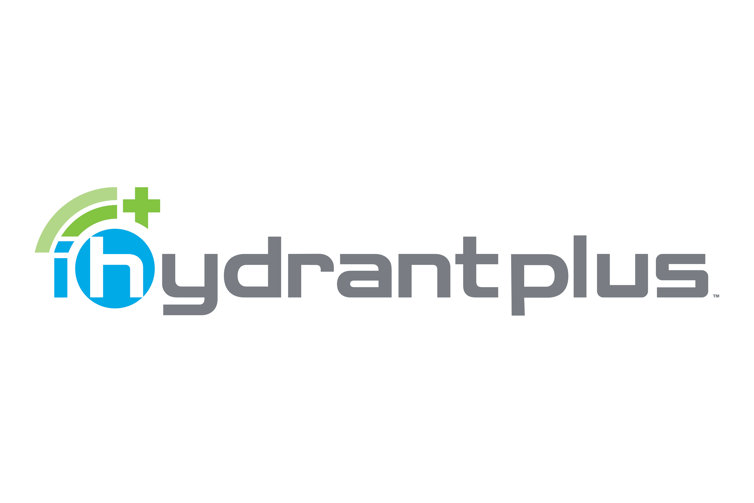 Hydrant Plus logo with a blue “h” in a circle, green arcs above, a green plus sign, and “hydrantplus” in gray lowercase letters to the right.