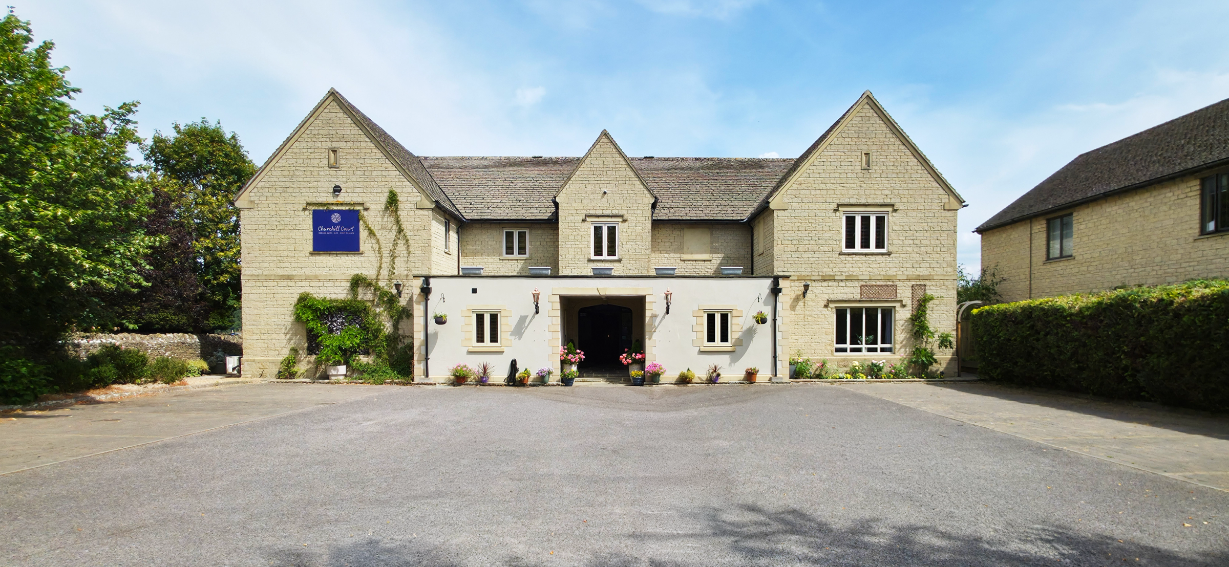 The Churchill Court in the Cotswolds - front on with car park