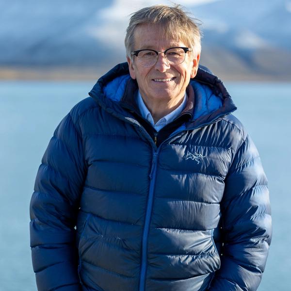 Polar researcher Geir Gabrielsen on  the quay in Svalbard