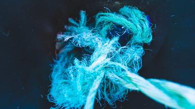 Turquoise plastic rope.