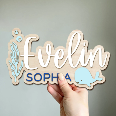 Wooden Name Signs - Ocean Baby Girls Theme SwaddleAn
