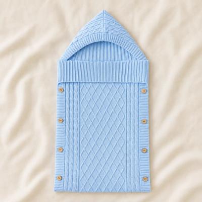 Cotton knit baby sleep sack with cable knit texture