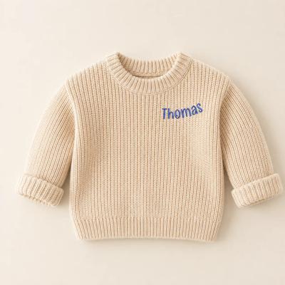 Personalized knit baby sweater with embroidered name
