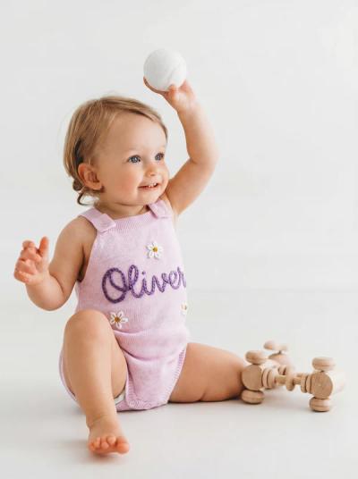 Button Strap Knit Romper