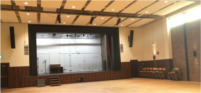 The Upstairs Hall looking towards the proscenium stage