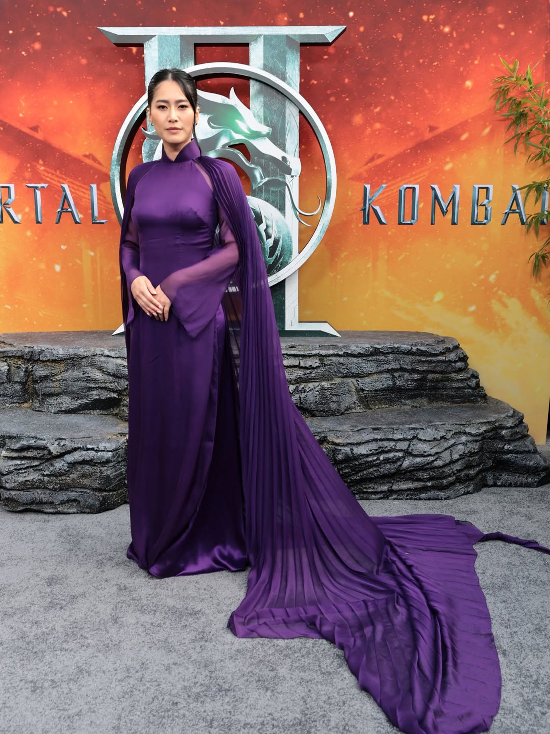 Anna Thu Nguyen in Thái Nguyễn’s design, inspired by the traditional Áo dài