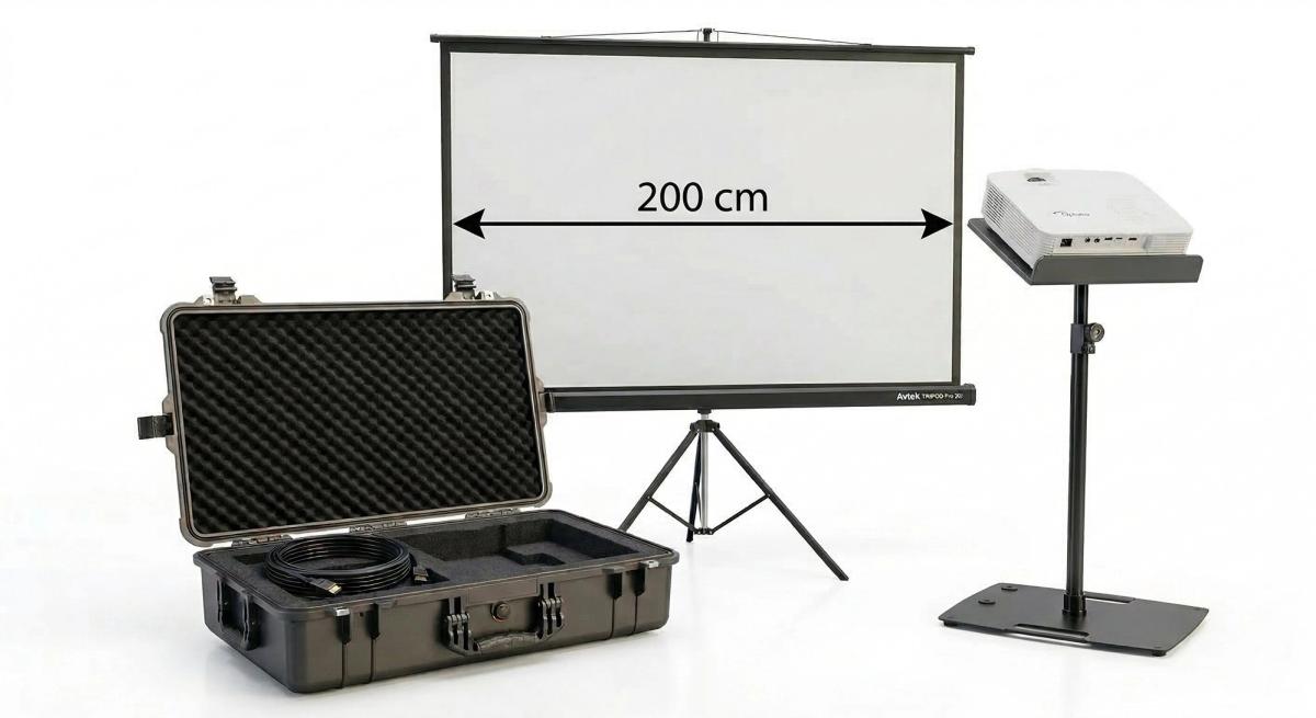 Projektor multimedialny z ekranem 200 cm
