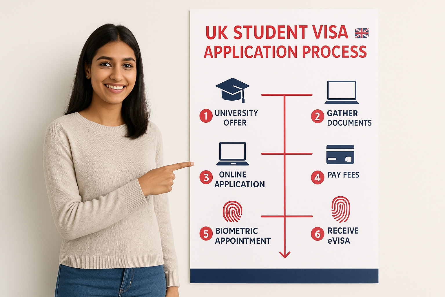 "6-step UK student visa application process for Indians - from university offer to eVisa 2025