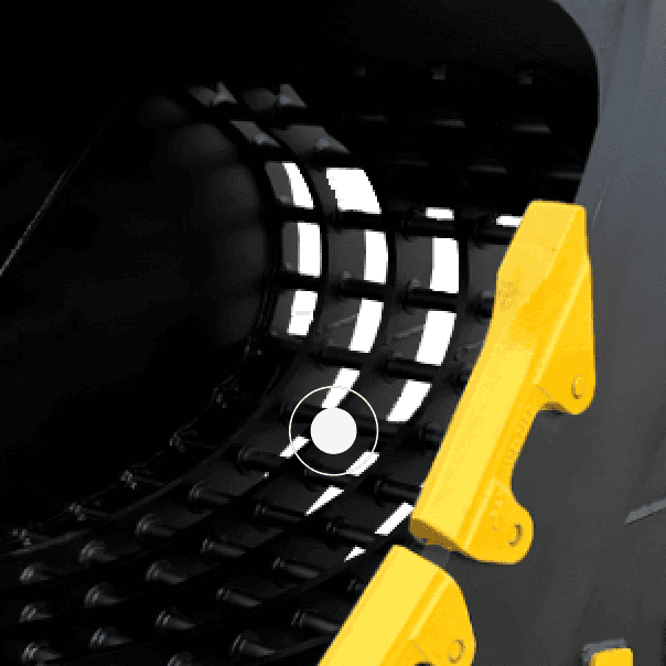 Rock Sieve Bucket - Head bracket integrated into torsional bar