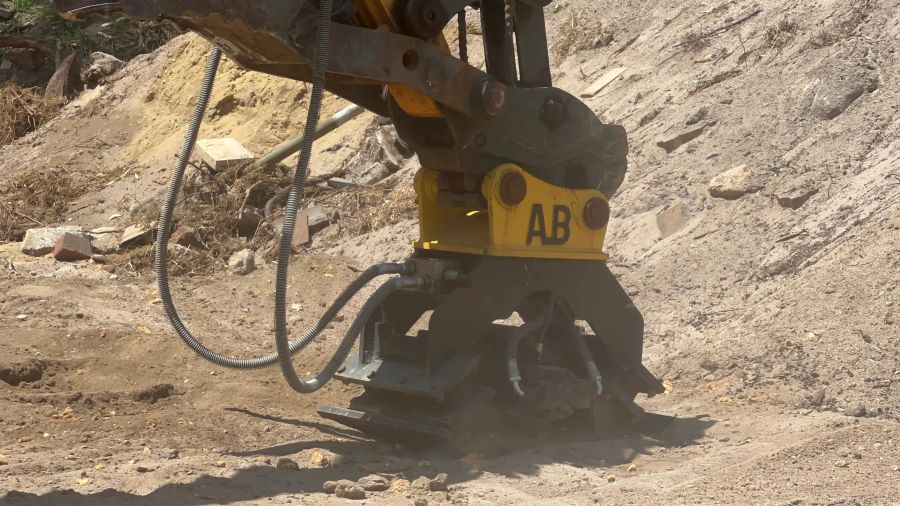 Aussie Buckets Vibrating Compaction Plate in action