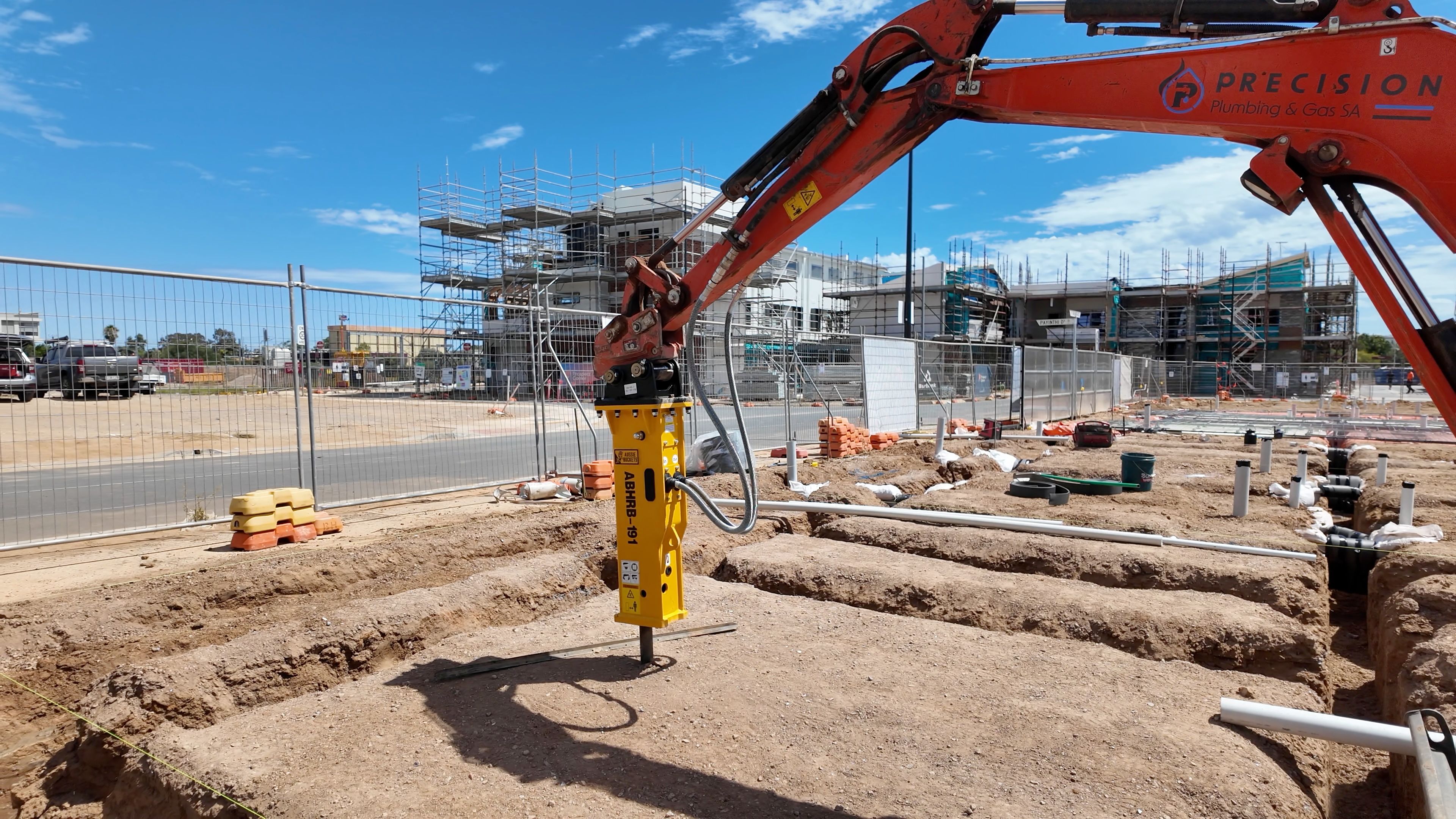 AB Rock Breaker at construction site ready to operate