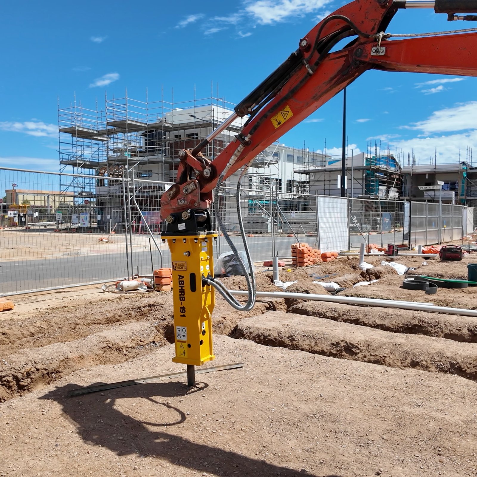 AB Rock Breaker at construction site ready to operate
