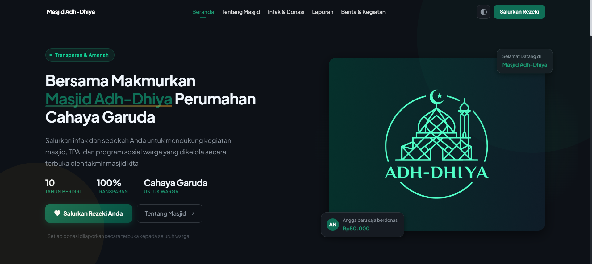 Transparent Donation Platform Masjid Adh-Dhiya 1