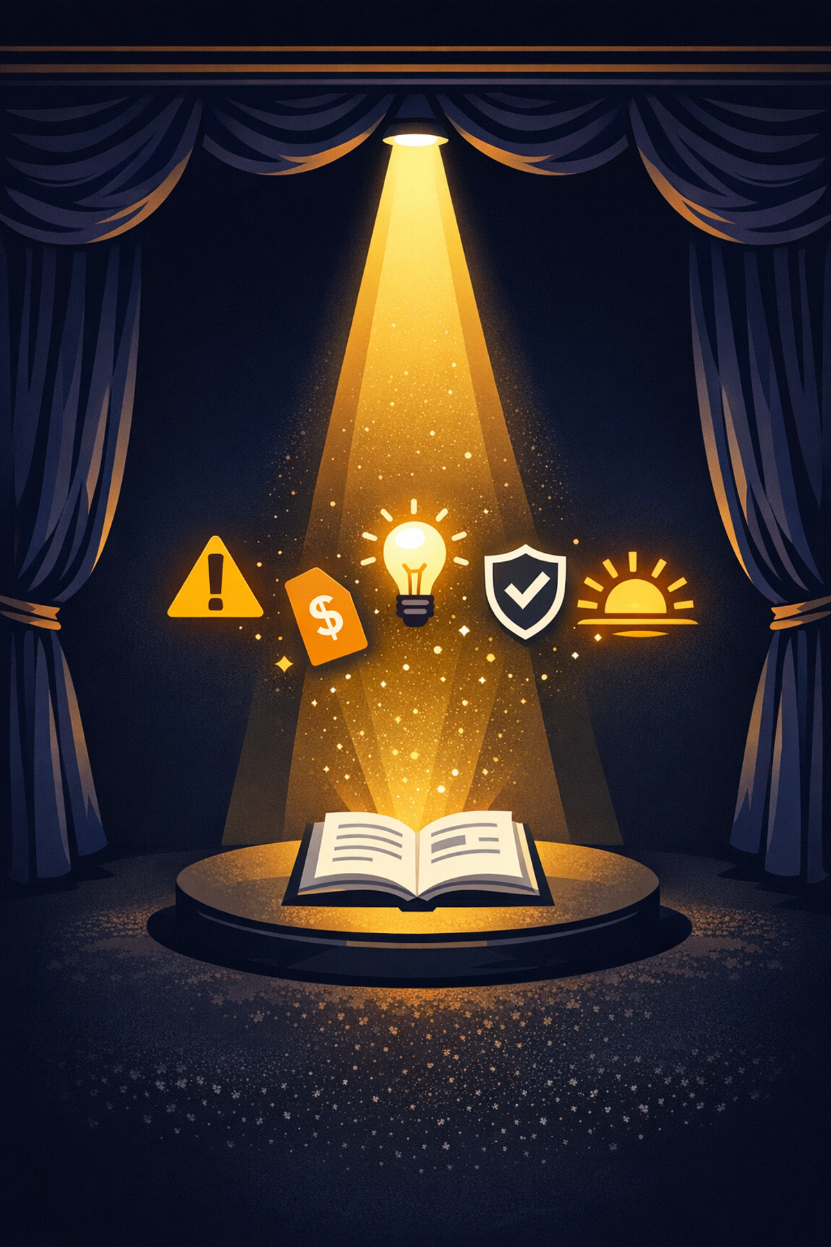 Conceptual illustration of a grant proposal executive summary as a spotlight on key elements