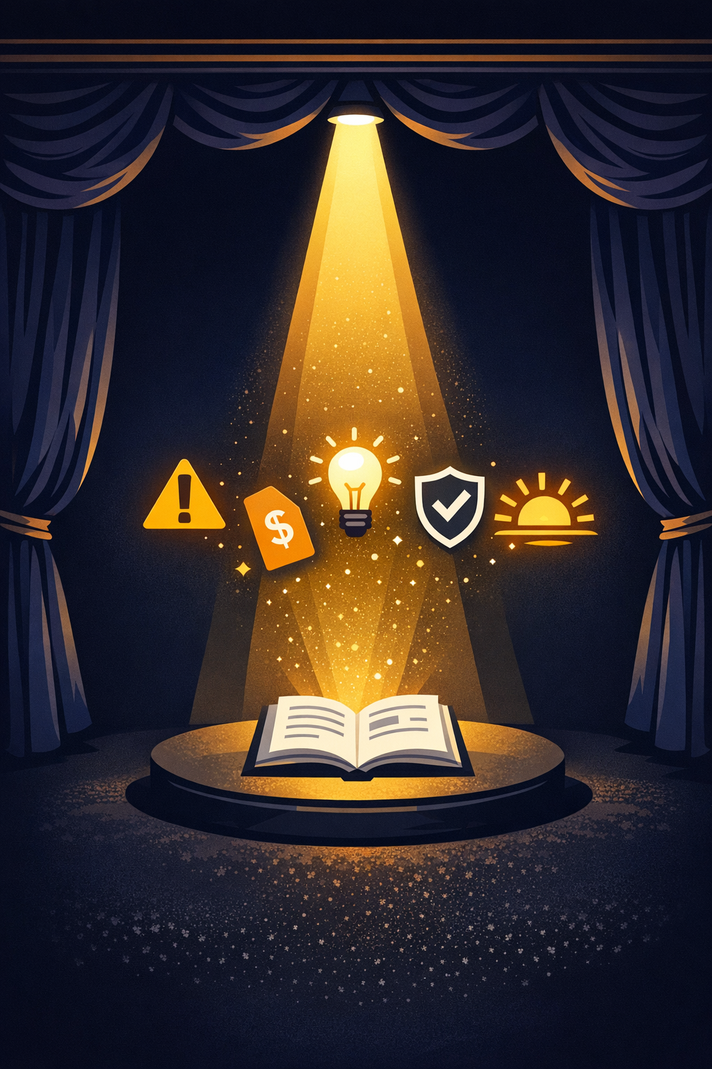 Conceptual illustration of a grant proposal executive summary as a spotlight on key elements