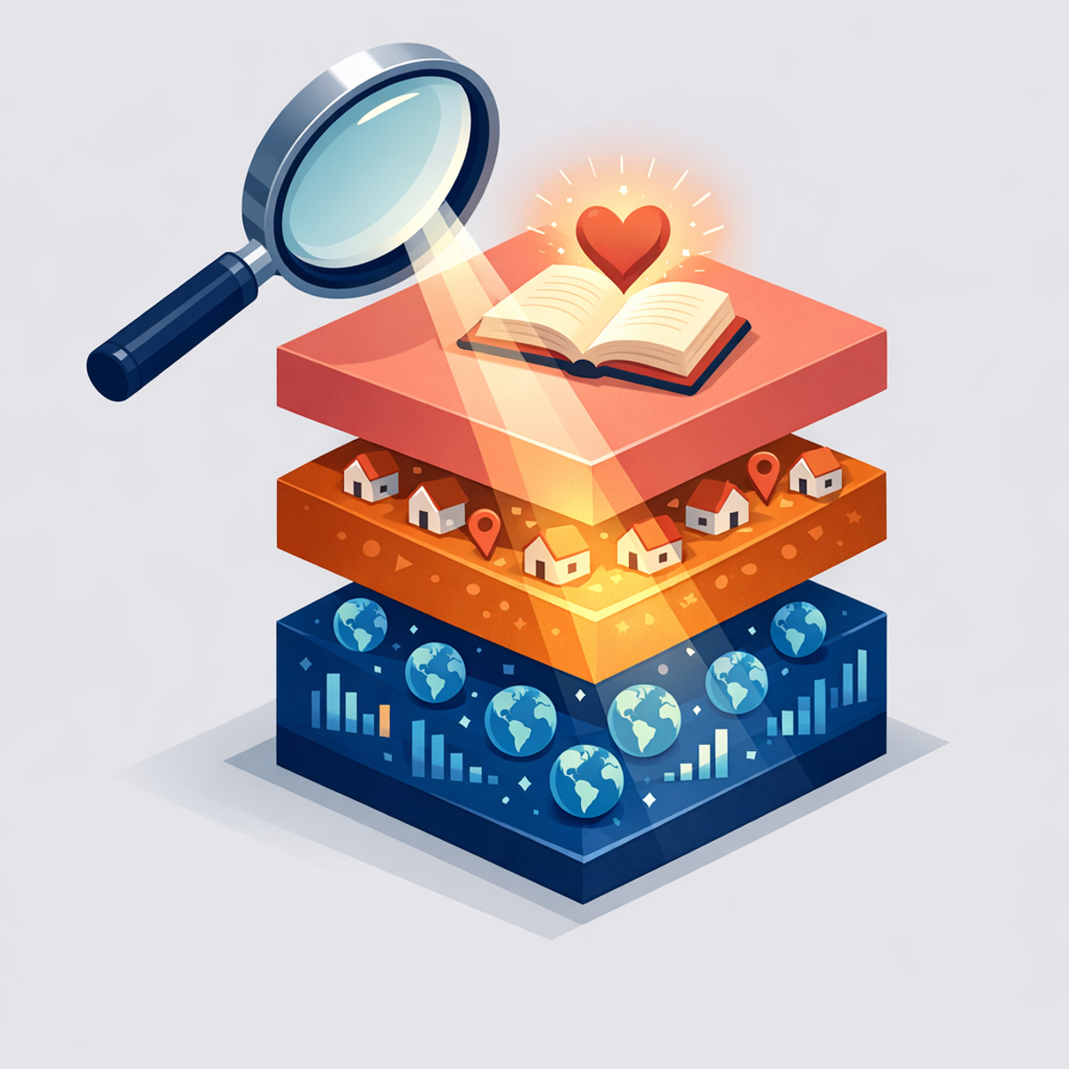 Conceptual illustration of evidence layers building a strong grant proposal foundation