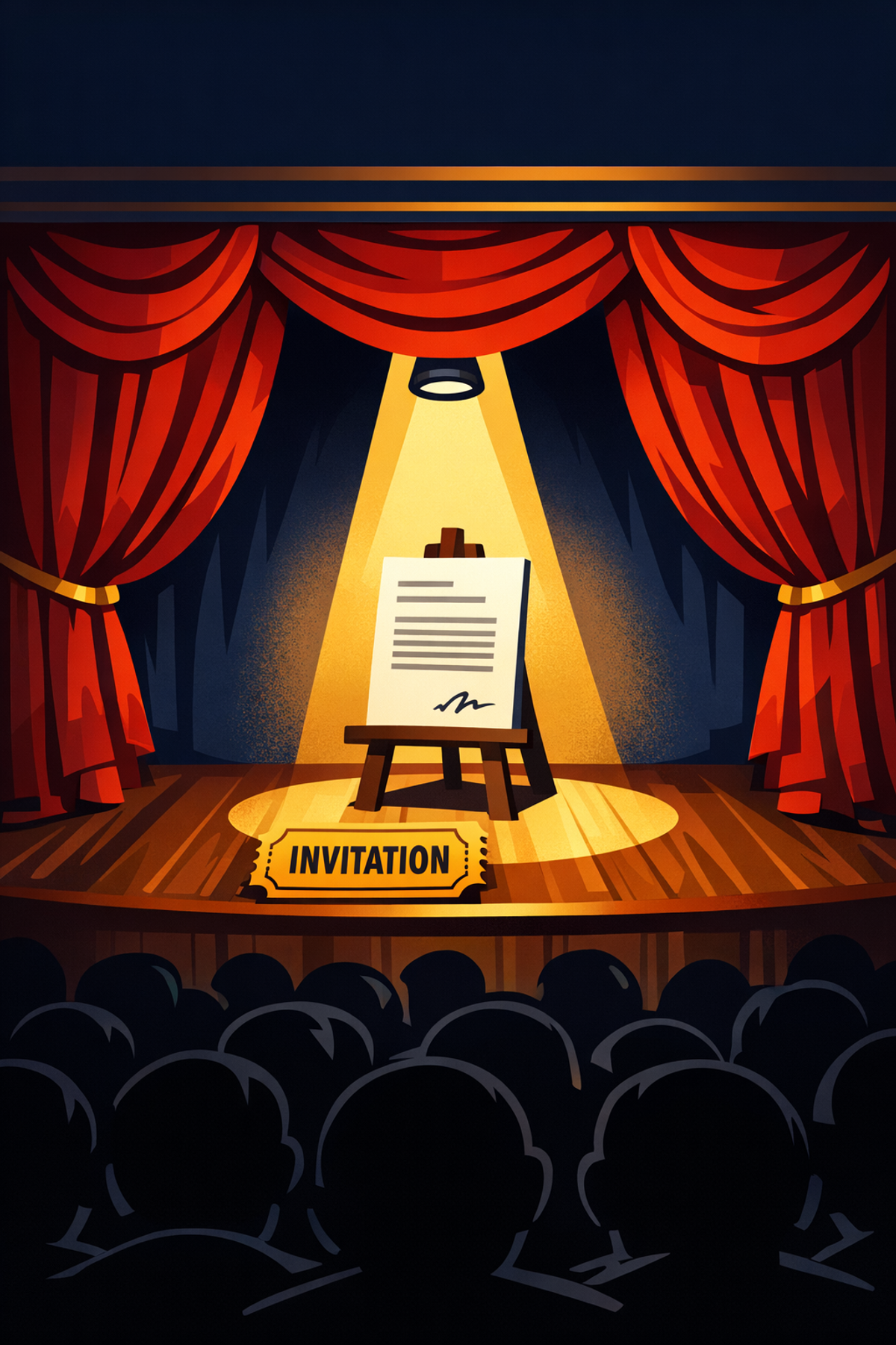 Letter of Intent as an audition stage with a spotlight on a document