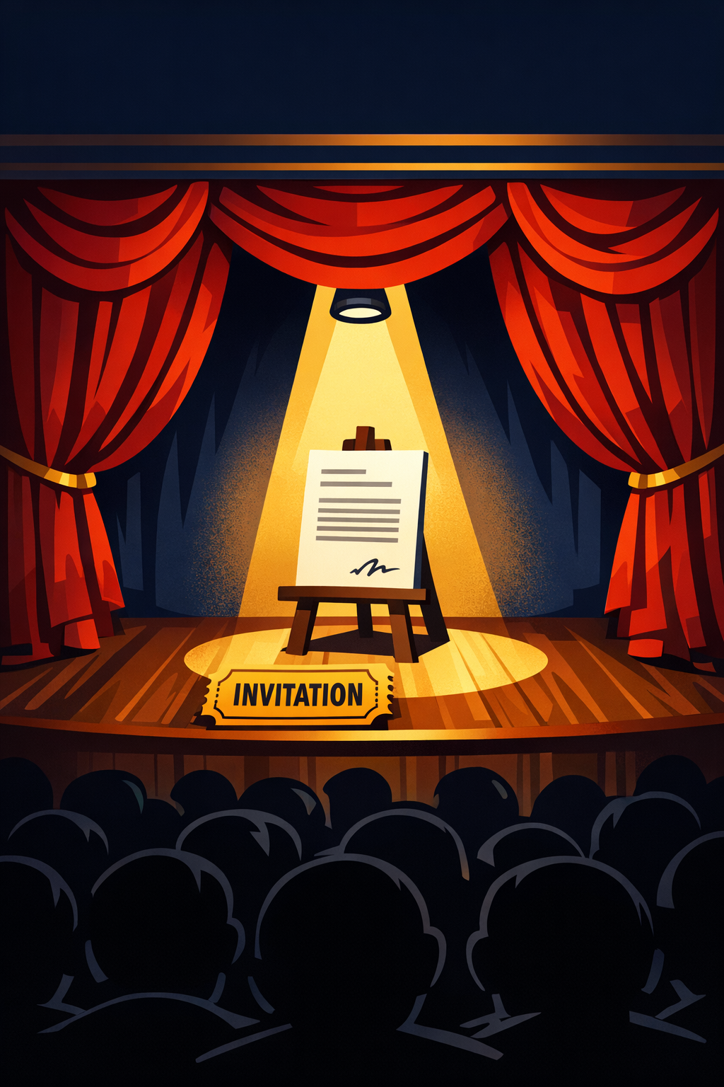 Letter of Intent as an audition stage with a spotlight on a document