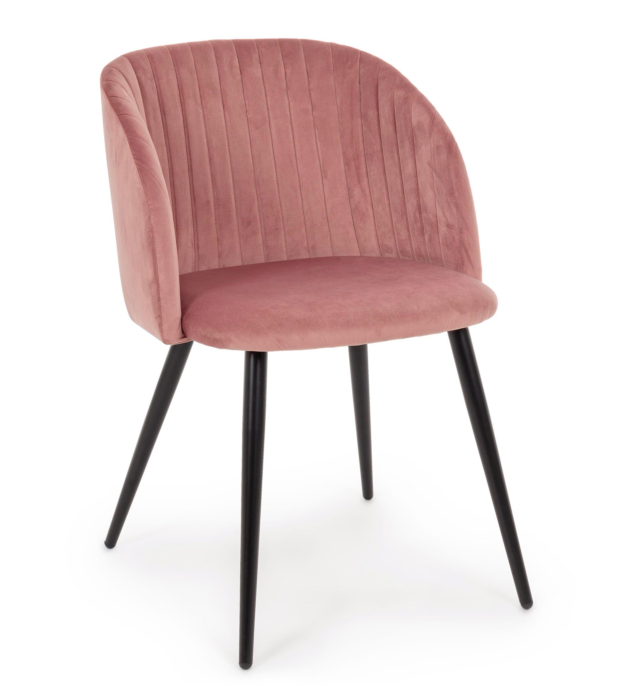 Sedia Perla, velluto blush